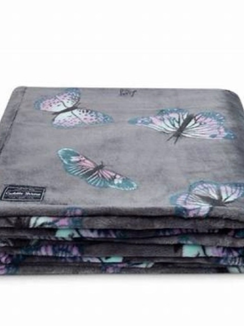 Lug Cuddle Throw Grey Butterfly Blanket - Picture 3 of 5